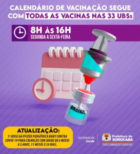 Calendário Municipal de Vacinação segue com todas as vacinas nas 33 UBSs da cidade de Sorocaba