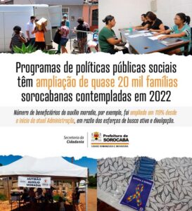 Programas de políticas públicas sociais têm ampliação de quase 20 mil famílias de Sorocaba contempladas em 2022