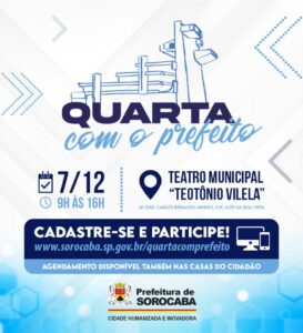 14ª edição do programa “Quarta com o Prefeito” acontece no dia 7 de dezembro no Teatro Municipal
