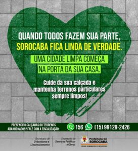 Prefeitura de Sorocaba faz apelo sobre manutenção e limpeza de terrenos e calçadas particulares
