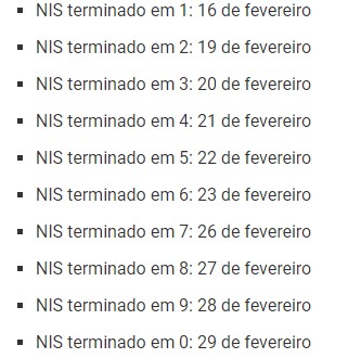 Calendário de pagamento 2024