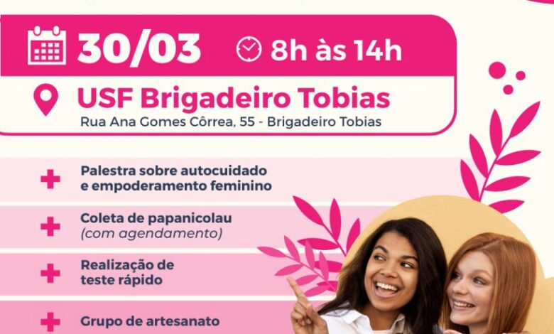 Mês da mulher: USF Brigadeiro Tobias realiza ação especial neste sábado (30) em Sorocaba