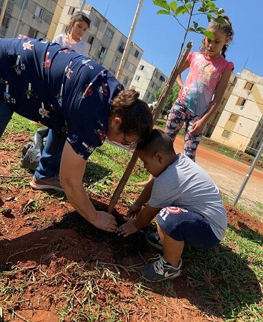 MORADORES de bairro de Sorocaba realizam ATIVIDADE ECOLÓGICA com mais de 60 mudas de árvores. (Foto: Sema).