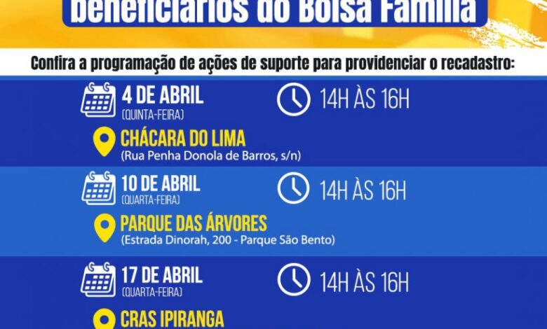 Bolsa Família: Sorocaba terá eventos para recadastramento dos beneficiários em mais 3 datas neste mês; confira